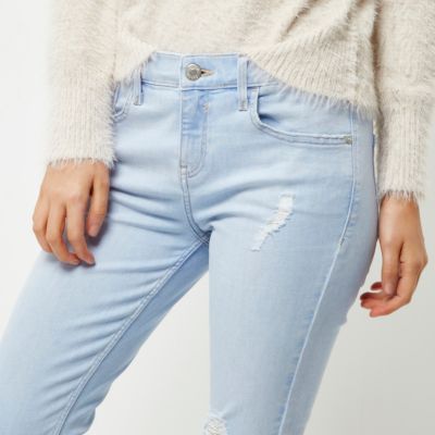 Petite light blue Amelie super skinny jeans